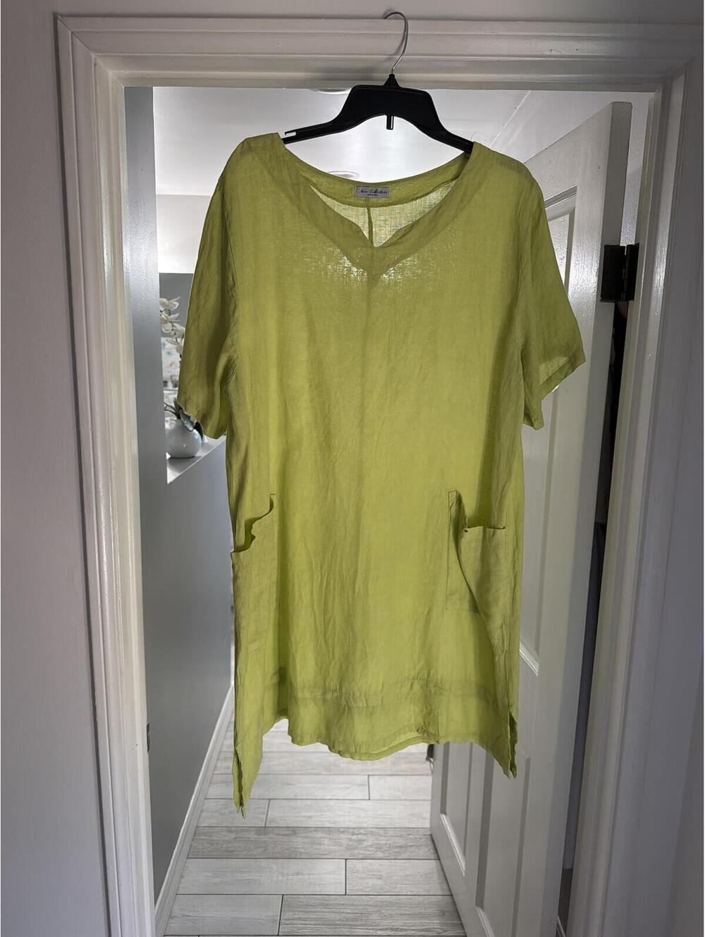 Lime Green Linen Tunic Dress Made in Italy